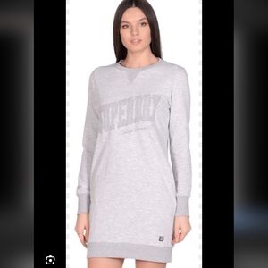 Superdry Women's Light Gray Long Sleeve Dress